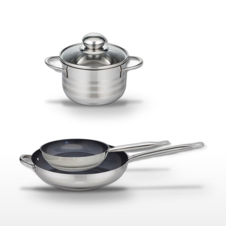 Batterie de cuisine Profi Therm Platinum en inox - 24, 32 et 12 cm - grise