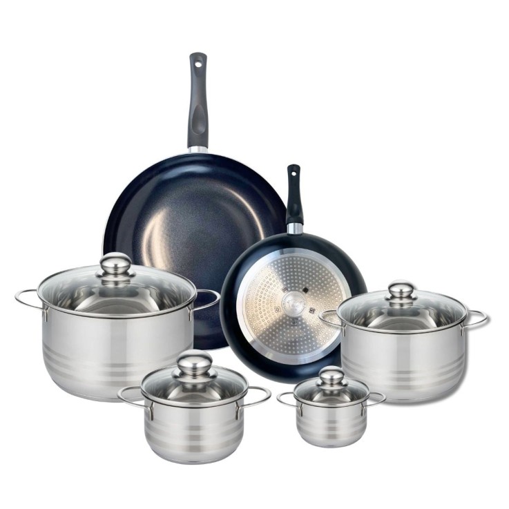 Batterie de cuisine Prima Brillant - 6 pièces - 2 poêles et 4 faitouts