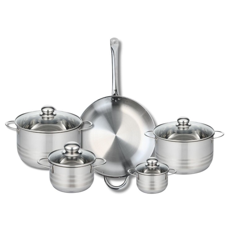 Batterie de cuisine Profi Brillant en inox - 5 pièces - poêle 32 cm
