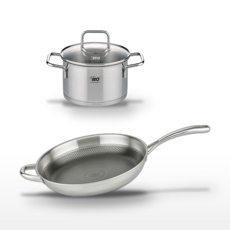 Lot poêle et faitout Relief Evolution en inox - 32 cm - 1 L