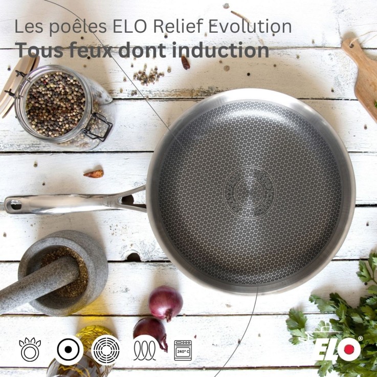 Lot poêle et faitout Relief Evolution en inox - 32 cm - 1 L