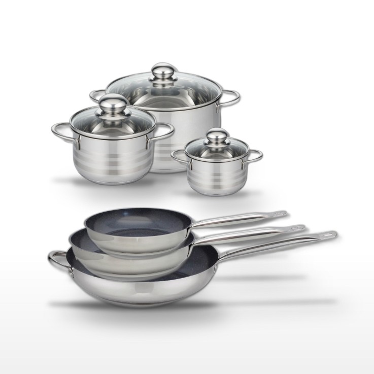 Batterie de cuisine Profi Therm Platinum en inox et céramique - grise