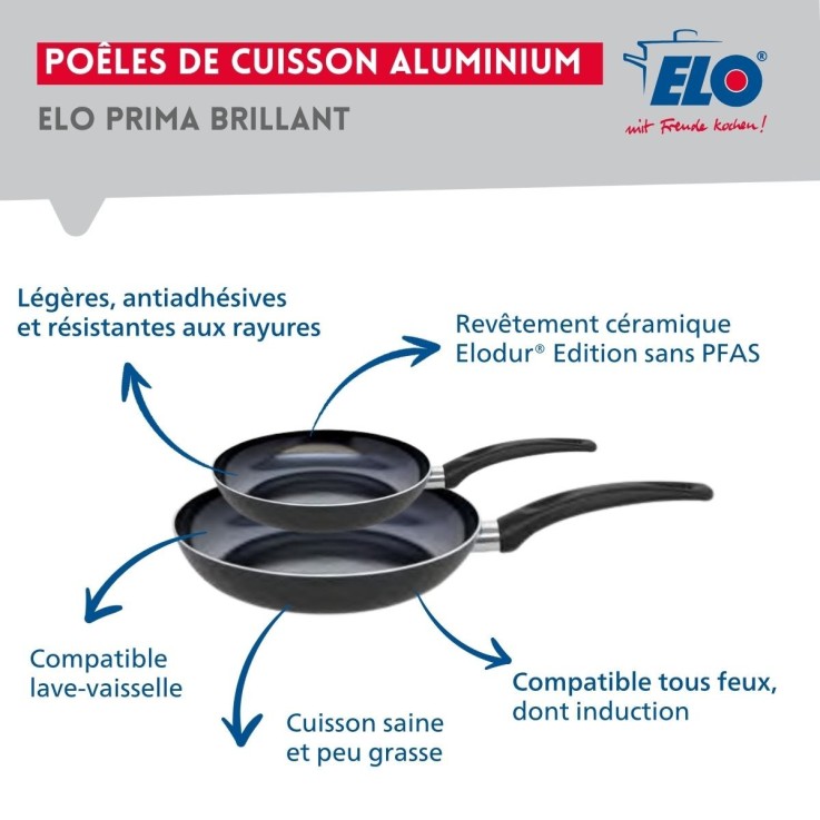 Batterie de cuisine Prima Brillant en aluminium et inox - 3 pièces - noire