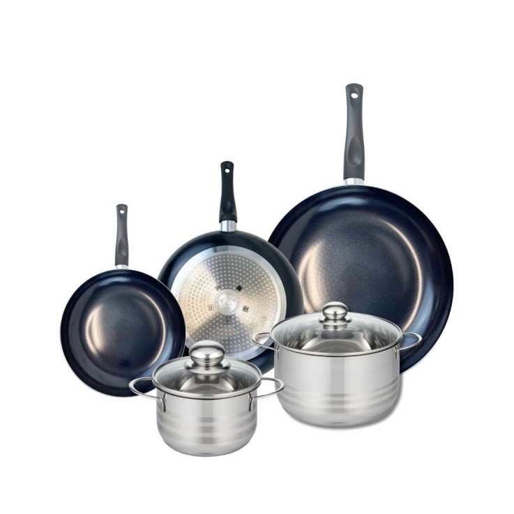 Batterie de cuisine Prima Brillant en aluminium et inox - poêles et faitouts