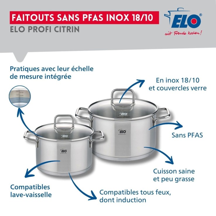 Batterie de cuisine Profi Citrin en inox - 24, 16 et 20 cm