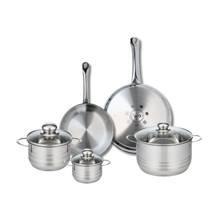 Batterie de cuisine Profi Brillant en inox - 2 poêles et 3 faitouts