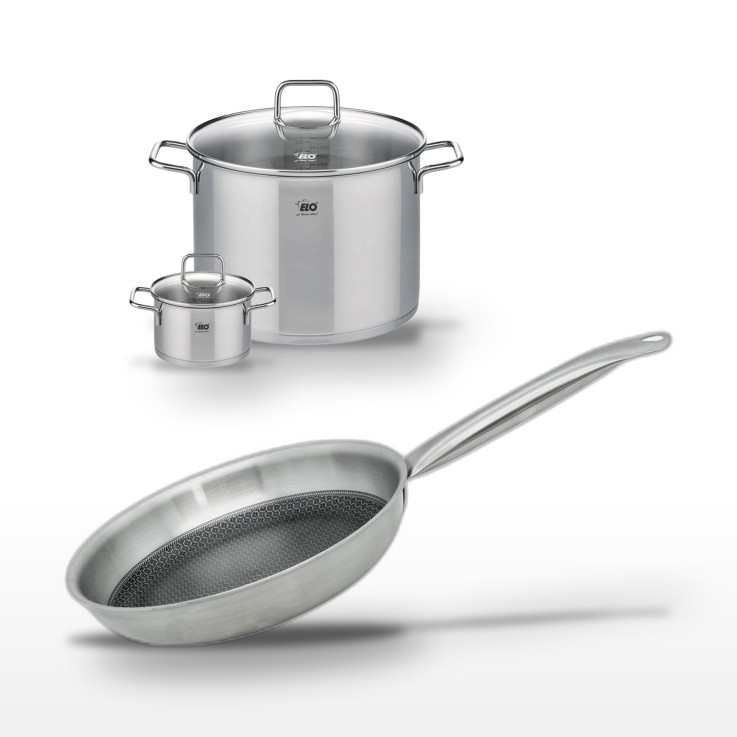 Batterie de cuisine Relief Solution en inox - 24, 26 et 14 cm