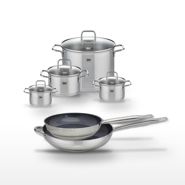 Batterie de cuisine Profi Therm Platinum en inox - 2 poêles, 4 faitouts