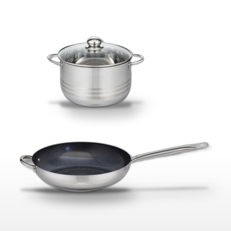 Lot poêle et faitout Profi Therm Platinum en inox - 32 cm - 20 cm
