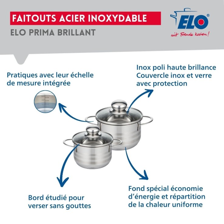 Ensemble de poêles et faitouts Prima Brillant en aluminium et inox - noir
