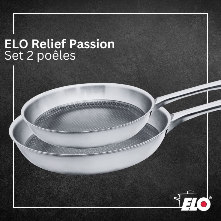 Lot de poêles et faitouts en inox - 24/28 cm - 20/26 cm