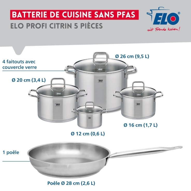 Batterie de cuisine Profi Citrin en inox - 5 pièces