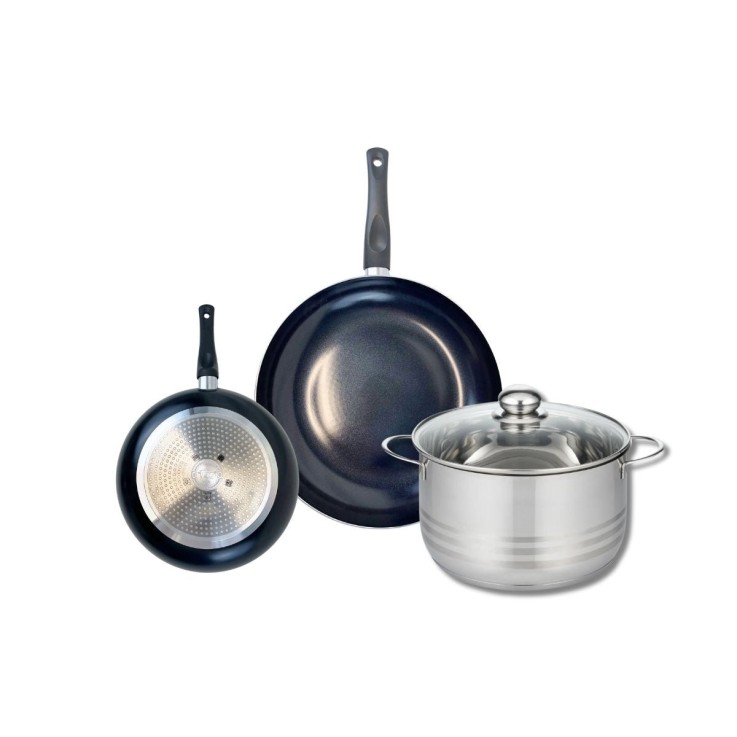 Batterie de cuisine Prima Brillant en aluminium et inox - 20/28/24 cm
