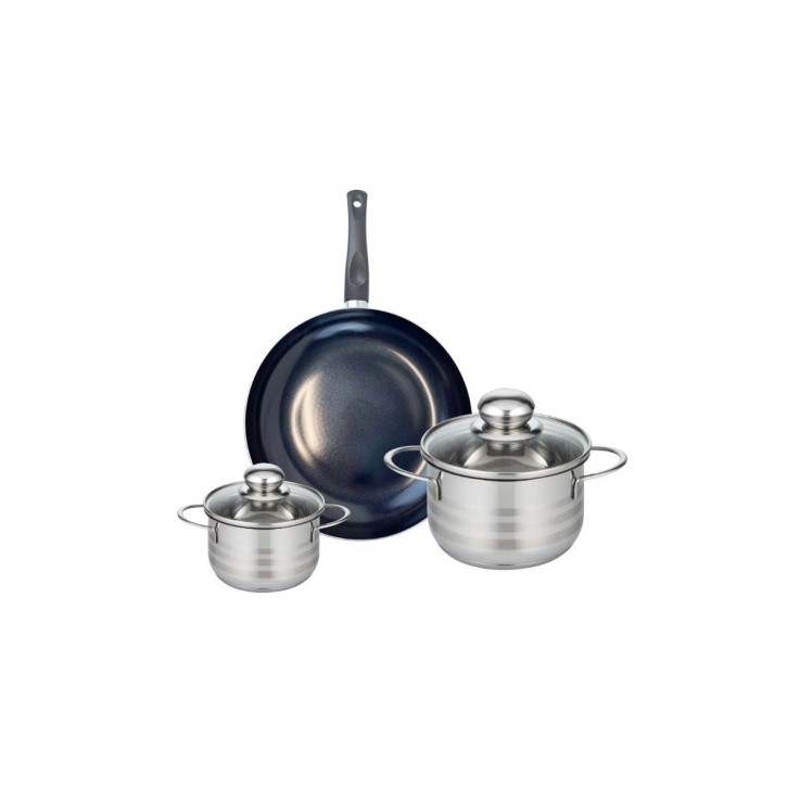 Batterie de cuisine Prima Brillant en aluminium et inox - 12, 16 et 24 cm