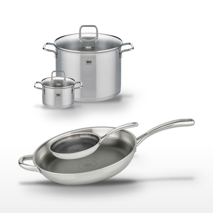 Batterie de cuisine Relief Evolution en inox - 4 pièces