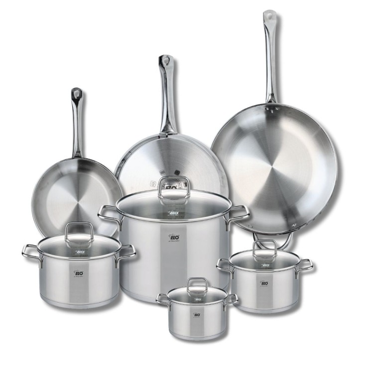 Batterie de cuisine Profi Citrin en inox - 3 poêles et 4 faitouts