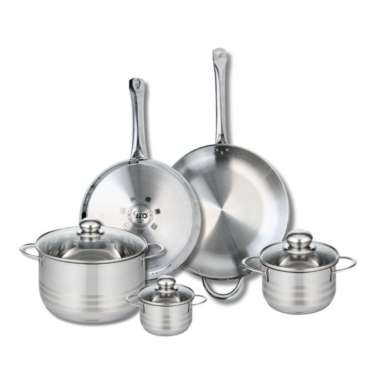 Batterie de cuisine Profi Brillant en inox - 2 poêles et 3 faitouts