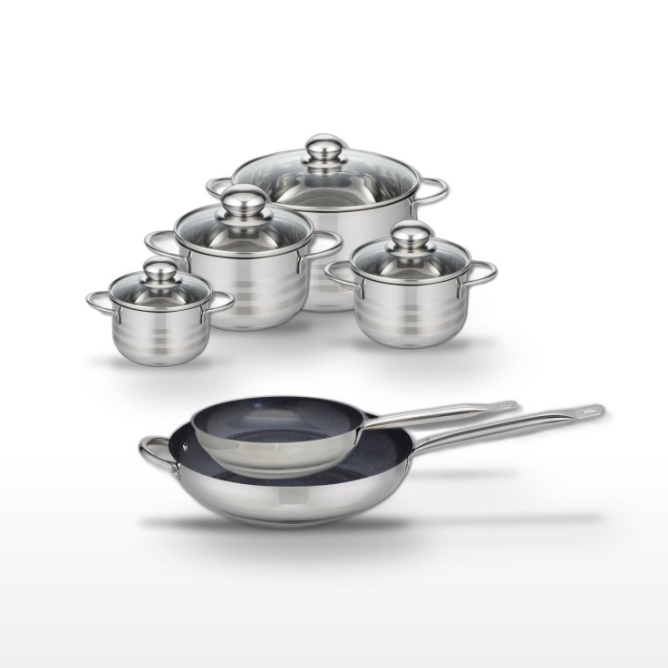 Lot de poêles et faitouts Profi Therm Platinum en inox - 6 pièces