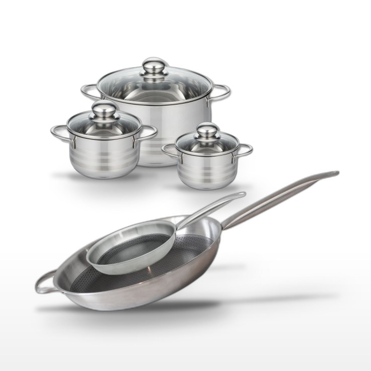 Batterie de cuisine Relief Solution en inox - 5 pièces - noire