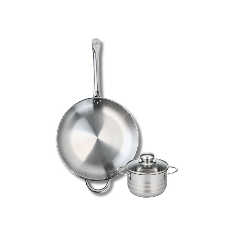 Ensemble poêle et faitout Profi Brillant en inox - 32 cm et 14 cm