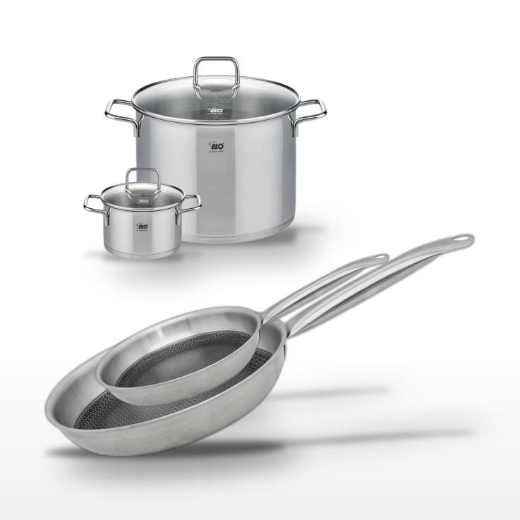 Batterie de cuisine Relief Solution en inox - 28/24 cm et 26/16 cm