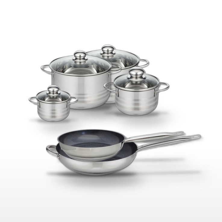 Batterie de cuisine Profi Therm Platinum en inox - 28/32 cm - 12/16/20/24 cm - gris