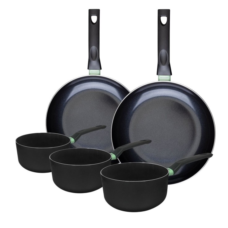 Batterie de cuisine Brandao en aluminium recyclé - 2 poêles et 3 casseroles