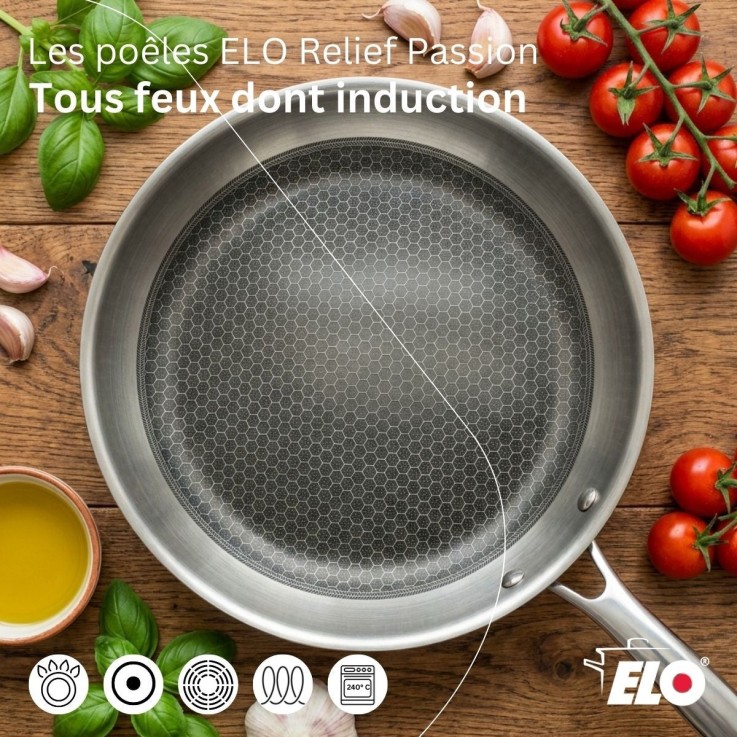 Batterie de cuisine Relief Passion en inox - 24/28 cm - 12/16/20/24 cm