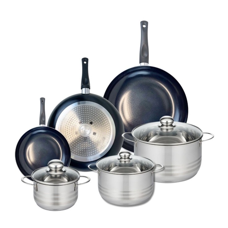 Batterie de cuisine Prima Brillant - 3 poêles et 3 faitouts de cuisson