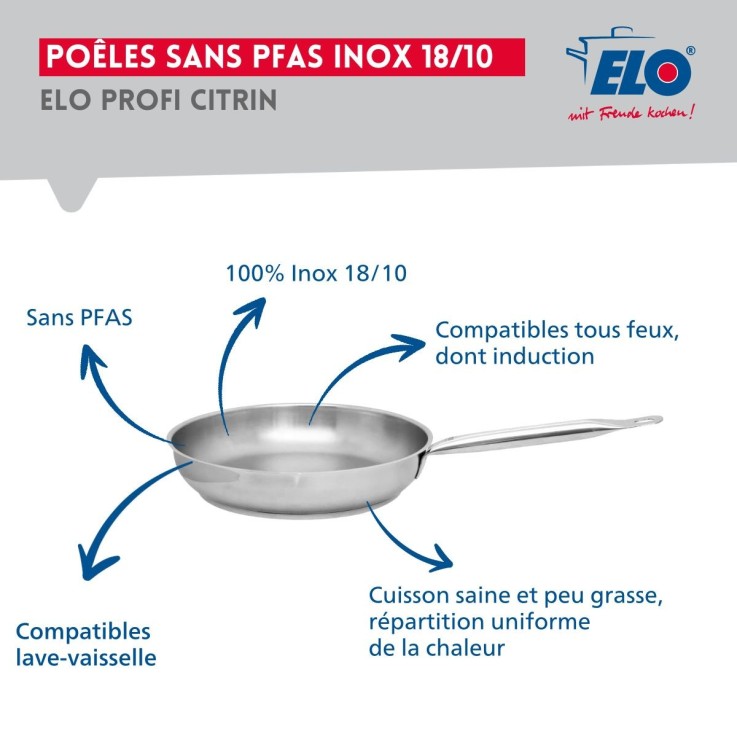 Batterie de cuisine Profi Citrin en inox - 12, 20, 24 et 26 cm