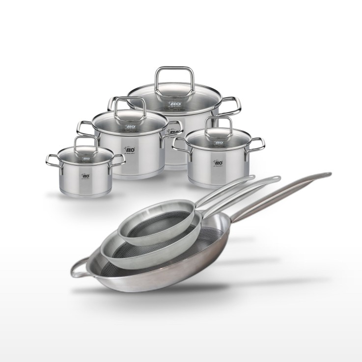 Batterie de cuisine Relief Solution et Citrin en inox 18/10 - 7 pièces