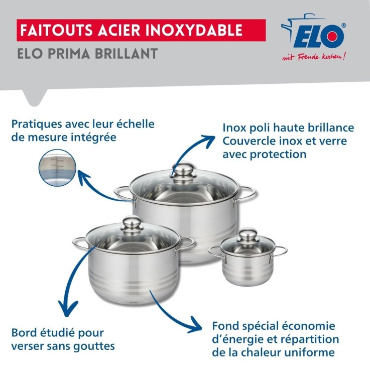 Batterie de cuisine Prima Brillant en aluminium et inox - 5 pièces