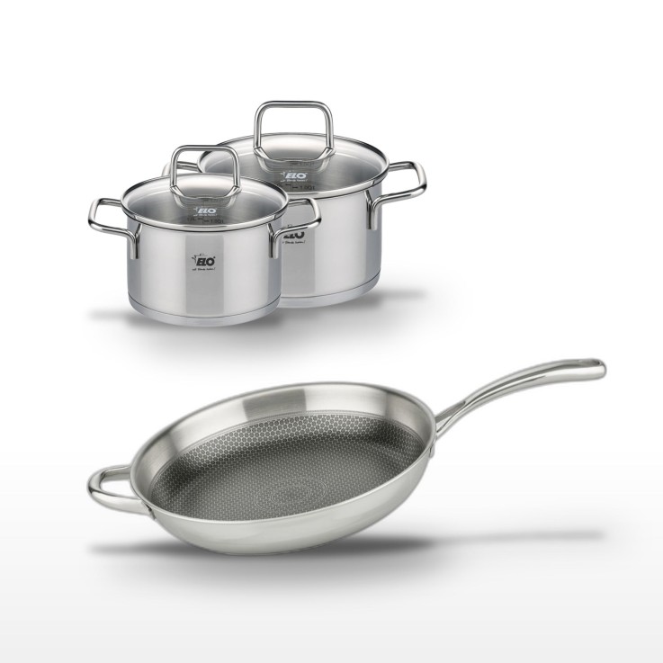 Batterie de cuisine Relief Evolution en inox - 32 cm - 1,7 L et 1,2 L