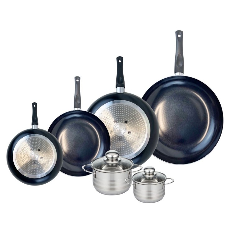 Ensemble de poêles et faitouts Prima Brillant en aluminium et inox