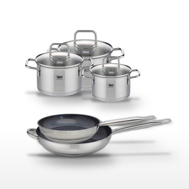 Batterie de cuisine Profi Therm Platinum en inox et céramique - 5 pièces