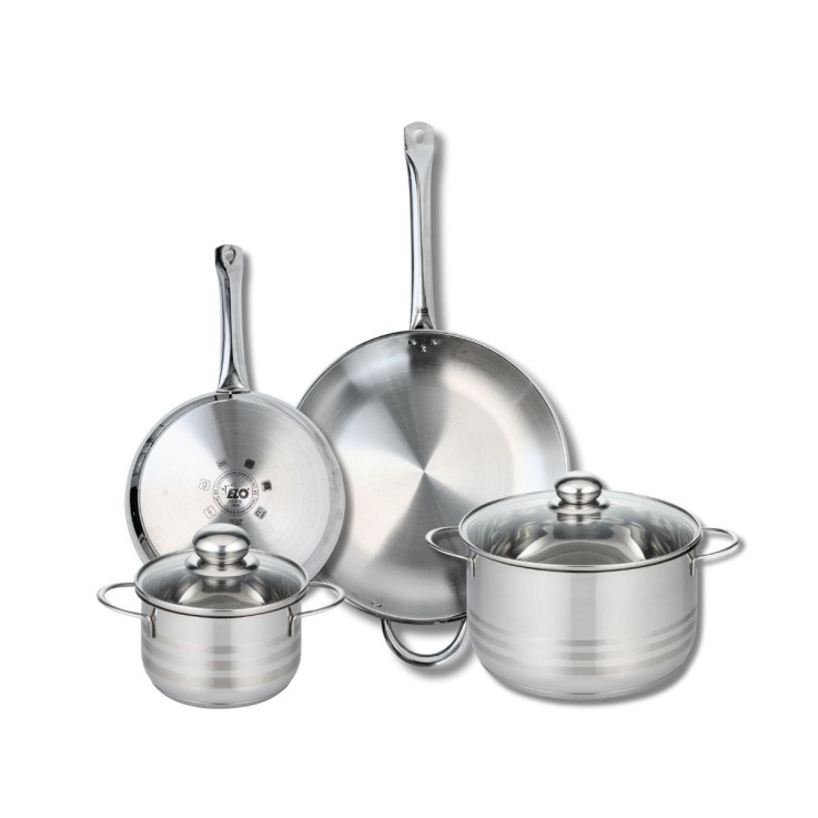 Batterie de cuisine Profi Brillant en inox - poêles 24/32 cm - faitouts 16/24 cm