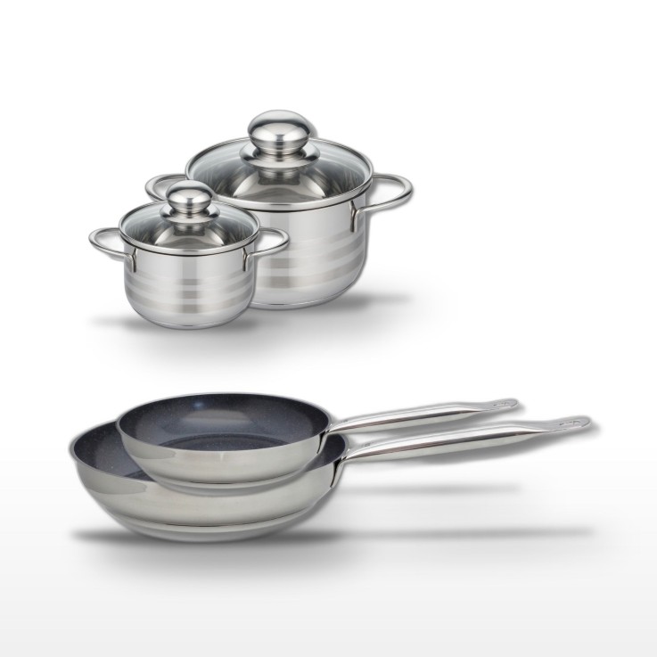 Batterie de cuisine Profi Therm Platinum en inox et céramique - grise