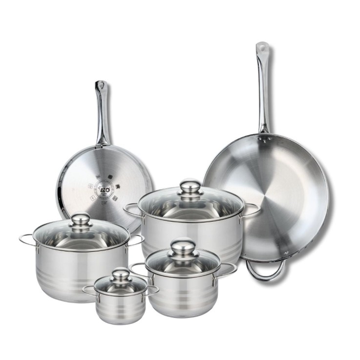 Batterie de cuisine Profi Brillant en inox - 6 pièces - 4 faitouts et 2 poêles
