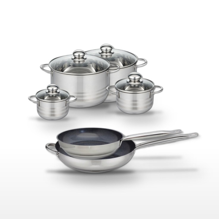 Lot de poêles et faitouts Profi Therm Platinum et Brillant en inox