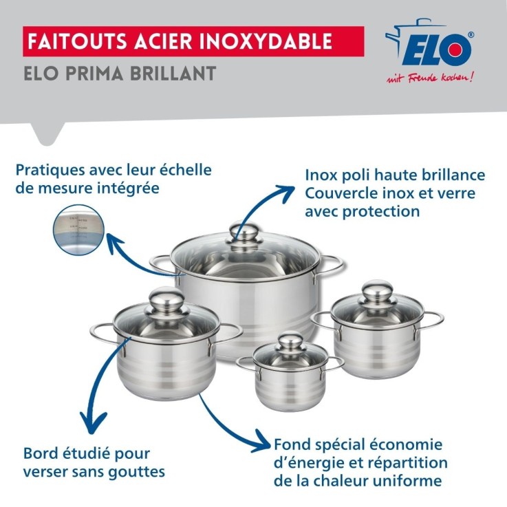 Batterie de cuisine Prima Brillant en aluminium et inox - 7 pièces - noire