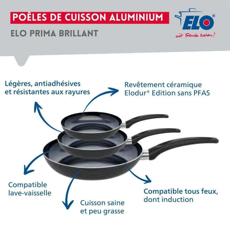 Batterie de cuisine Prima Brillant en aluminium et inox - 7 pièces - noire