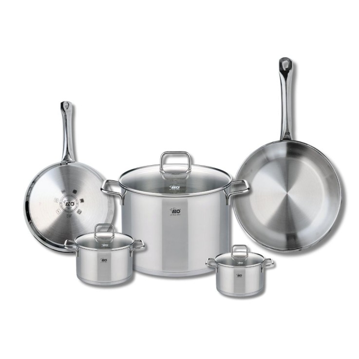 Batterie de cuisine Profi Citrin en inox - 2 poêles et 3 faitouts