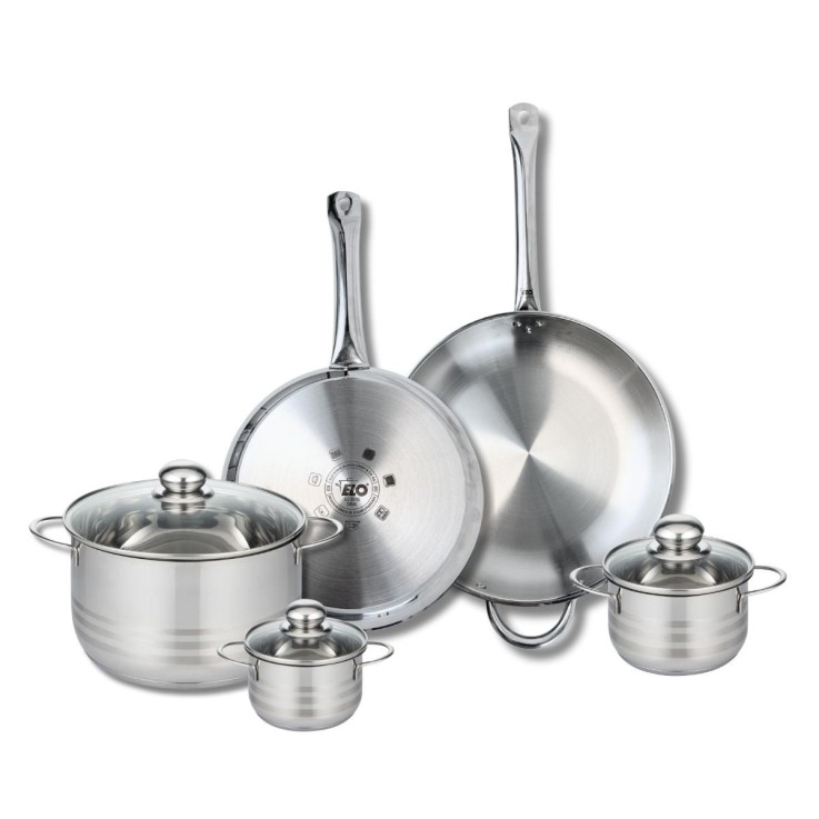 Batterie de cuisine Profi Brillant en inox - 2 poêles et 3 faitouts