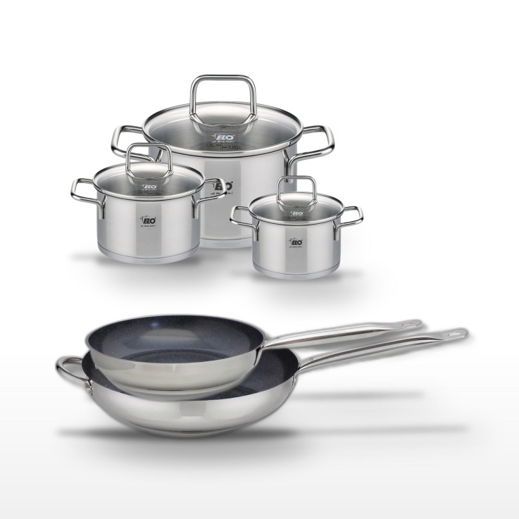Batterie de cuisine Profi Therm Platinum en inox et céramique - 5 pièces