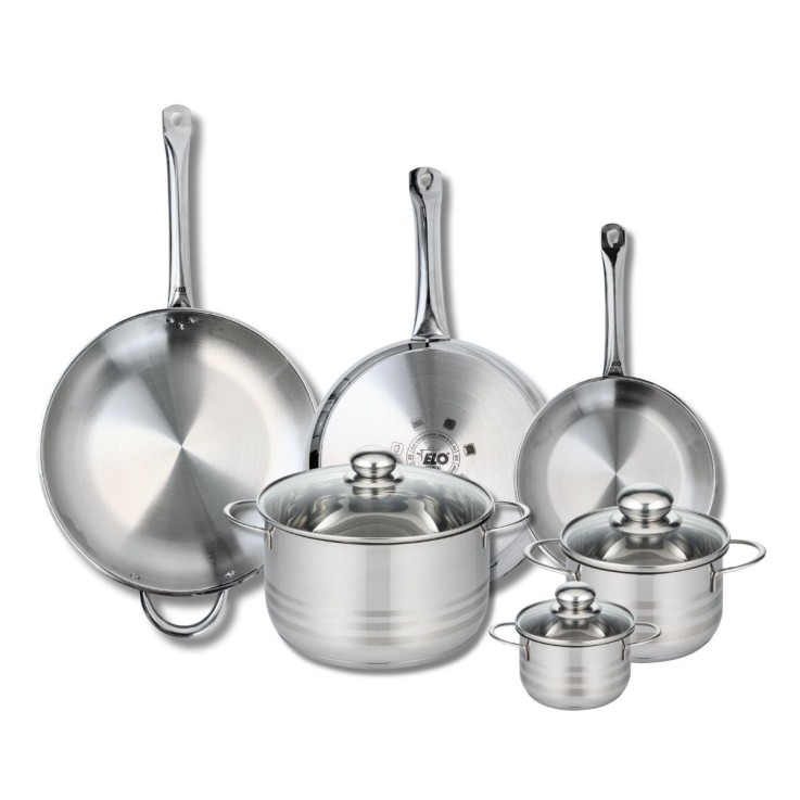 Batterie de cuisine Profi Brillant en inox - 3 poêles et 3 faitouts