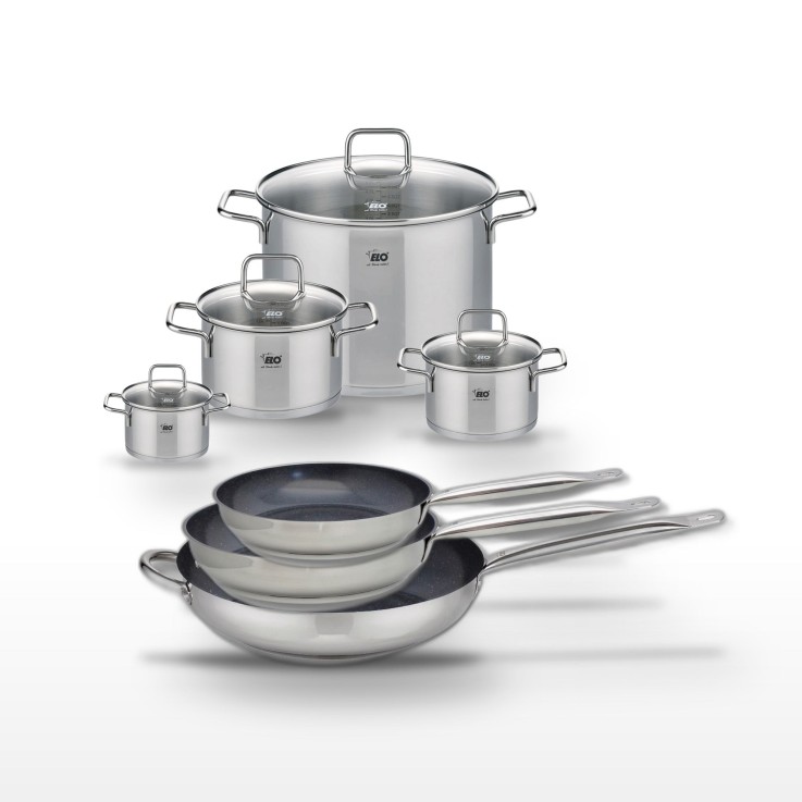 Batterie de cuisine Profi Therm Platinum et Citrin en inox - 7 pièces - grise