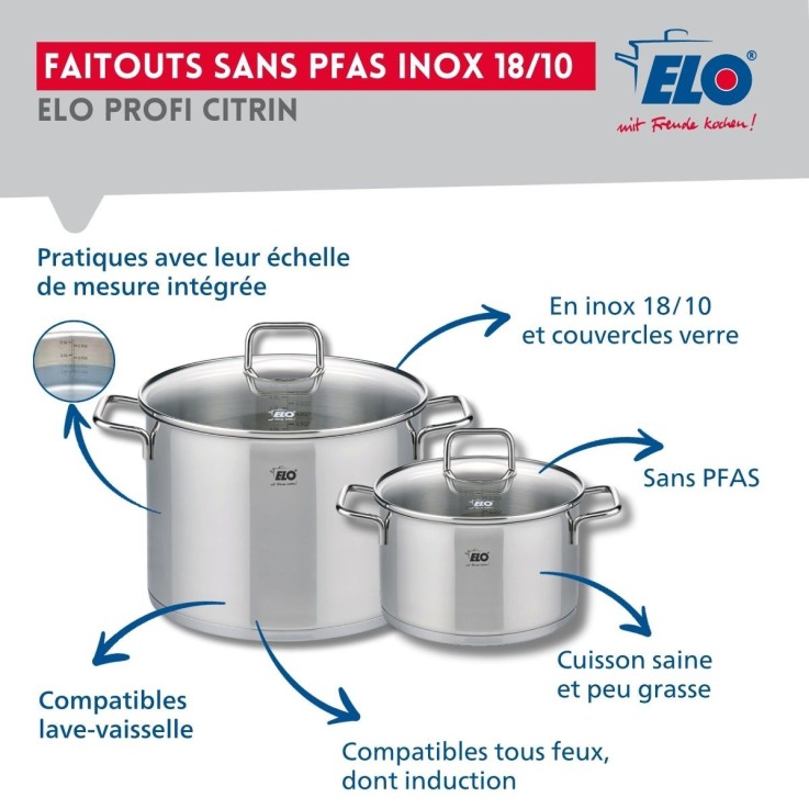 Batterie de cuisine Profi Citrin en inox - 28, 20 et 26 cm