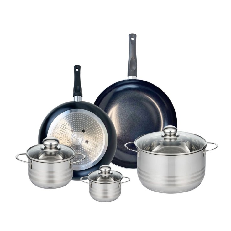 Batterie de cuisine Prima Brillant en aluminium et inox - 5 pièces - noir