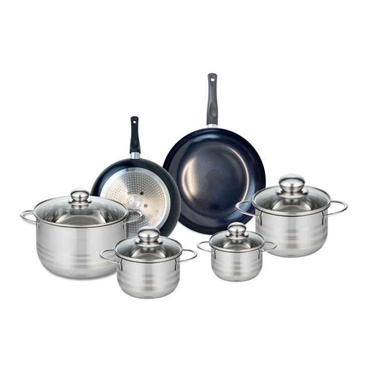 Batterie de cuisine Prima Brillant en aluminium et inox - 12-24 cm - noire
