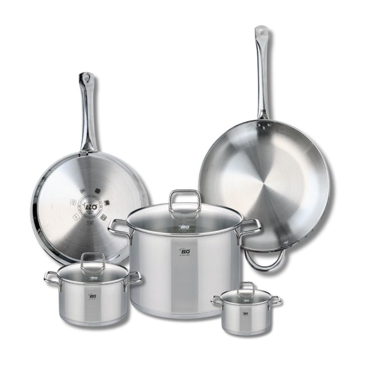 Batterie de cuisine Profi Citrin en inox - 2 poêles et 3 faitouts